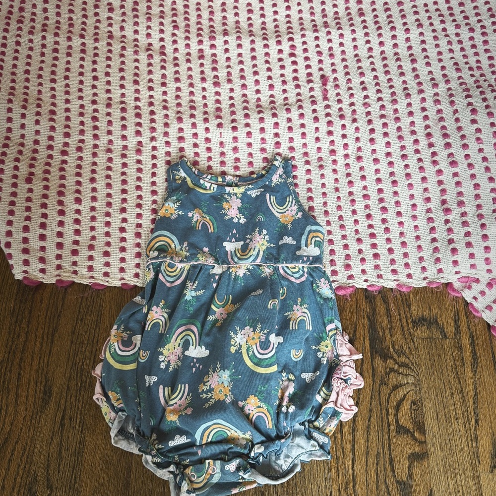 Baby Romper with Rainbow and Floral Print